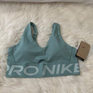 NIKE PRO Indy Plunge Medium Support Padded Sports Bra in Cannon/White Sz MEDIUM
